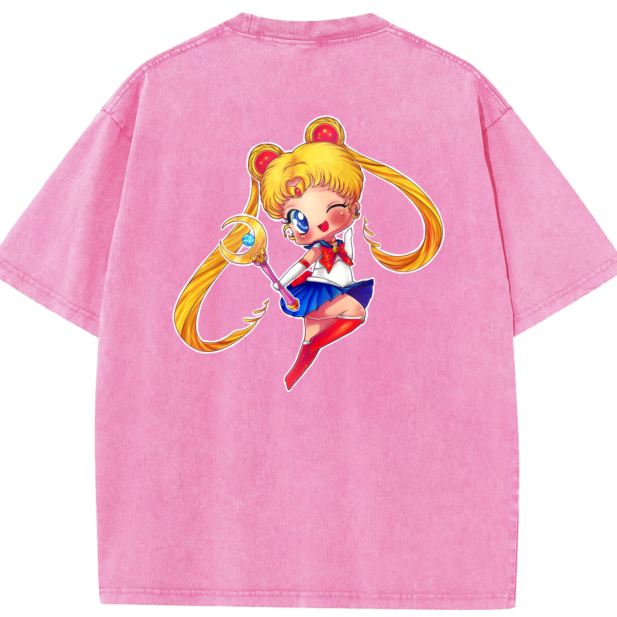 （画像用） 美少女戦士セーラームーン 月野 うさぎ つきの うさぎ Sailor Moon Tsukino Usagi 綿100% ヴィンテージ風 半袖Tシャツ（背面プリント）